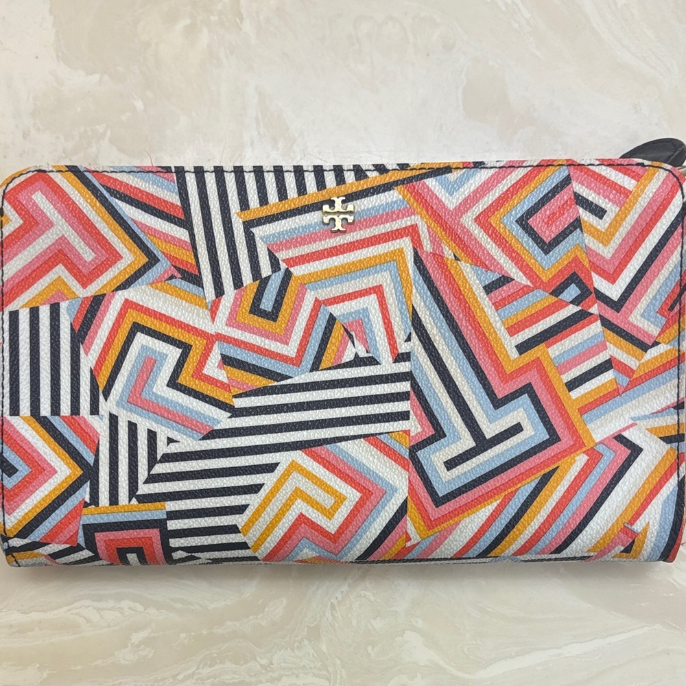 Tory Burch Multicolor Geometric Zip Wristlet Clutch - Picture 2 of 5